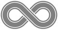 Infinity symbol medium gray - outlined with discontinuation - is