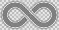 Infinity symbol medium gray - outlined with discontinuation and