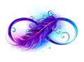 Infinity symbol with purple feather