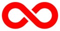 Infinity symbol red - simple with discontinuation - isolated - v Royalty Free Stock Photo