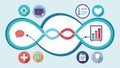 An infinity symbol representing the continuous flow of patient data between various healthcare entities for efficient