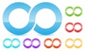 Infinity symbol in several color. Icon for continuity, loop, end