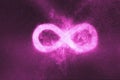 Infinity symbol or sign. Abstract night sky background