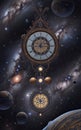 Infinity time spiral in space, antique surreal old clock abstract fractal spiral Royalty Free Stock Photo