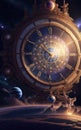 Infinity time spiral in space, antique surreal old clock abstract fractal spiral Royalty Free Stock Photo