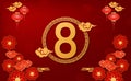 8 infinity unlimited lucky rich signs flower and cloud in circle sign card poster paper cut design with follower lamp and craft