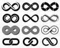 Infinity vector symbols. Mobius loop icons