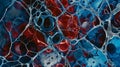 inflamed human lymph node under a microscope, inflamed tonsils, lymph node problem