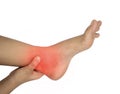 Inflammation of ankle joint and foot. Concept of joint pain and leg problems Royalty Free Stock Photo