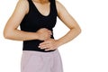 Inflammation colored in red suffering. stomach painful suffering from stomachache causes of menstruation period