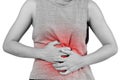 Inflammation colored in red suffering. stomach painful suffering from stomachache causes of menstruation period