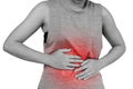 Inflammation colored in red suffering. stomach painful suffering from stomachache causes of menstruation period