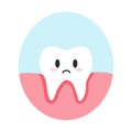 Inflammation of the roots of the tooth in cartoon flat style. Vector illustration of gum disease, gingivitis teeth