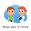 Inflammation of the shoulder medical concept. Vector illustratio