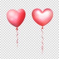 Inflatable air flying balloons in form of hearts. Isolated and transparent with glass shine. Vector illustration. Royalty Free Stock Photo