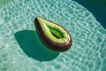 Inflatable avocado swimming pool float. Summer vacation. Generative ai