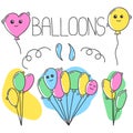 Inflatable ballons vector concept in doodle and sketch style Royalty Free Stock Photo