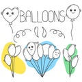 Inflatable ballons vector concept in doodle and sketch style Royalty Free Stock Photo