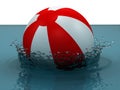 Inflatable beach ball falling into the water Royalty Free Stock Photo