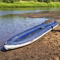 Inflatable blue kayak