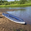 Inflatable blue kayak