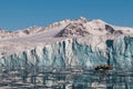 Inflatable boat in front of Glacier, Svalbard