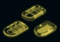 Inflatable boat icons set vector neon Royalty Free Stock Photo