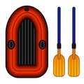 Inflatable boat with paddles