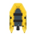 Inflatable boat top view vector icon equipment. Yellow water travel river ship. Fishing vessel adventure motor raft