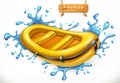 Inflatable boat. White water rafting, vector icon