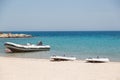 Inflatable boats on a Red sea shore Royalty Free Stock Photo