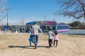 Inflatable bouncing house and maze fun at Frost Fest event in Irving, Texas Royalty Free Stock Photo