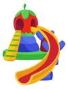 Inflatable bouncy slide icon. Bright and fun playground for childhood activity in the park. Summer amusement activity