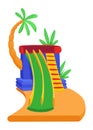 Inflatable bouncy slide icon. Bright and fun playground for childhood activity in the park. Summer amusement activity