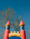 Detail of an inflatable for children in the shape of a castle Royalty Free Stock Photo