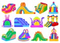 Inflatable castle isolated cartoon set icon. Vector illustration trampoline on white background. Vector cartoon set icon