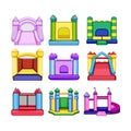 inflatable castle set cartoon vector illustration Royalty Free Stock Photo