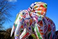 Inflatable colorful giant elephants in fall halloween time