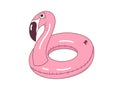 Inflatable cute pool toy. Pink rubber flamingo.