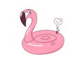 Inflatable cute pool toy. Pink rubber flamingo