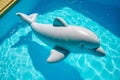 Inflatable dolphin swimming pool float. Summer vacation. Generative ai Royalty Free Stock Photo