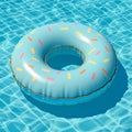Inflatable donut floating in swimming pool, 3d render Royalty Free Stock Photo
