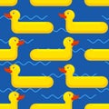 Inflatable duck Seamless pattern. toy for swimming background