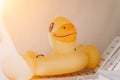 Inflatable duckling, summer - Bright yellow floatation device enhances swimming experience and safety ensured for young