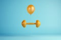 Inflatable dumbbell. Balloon weights. Sport party, funny fitness concept, jokes. Easy way to lose weight. Gym membership sale, Royalty Free Stock Photo