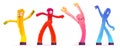 Inflatable figures, dancing colorful men isolated
