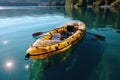 Inflatable kayak in the river. AI generative