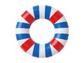 Inflatable life ring with red, white, and blue stripes isolated on white background Royalty Free Stock Photo