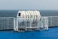 Inflatable liferaft on ferry Royalty Free Stock Photo