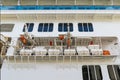 Inflatable liferafts in hard-shelled canisters on a passenger liner Royalty Free Stock Photo